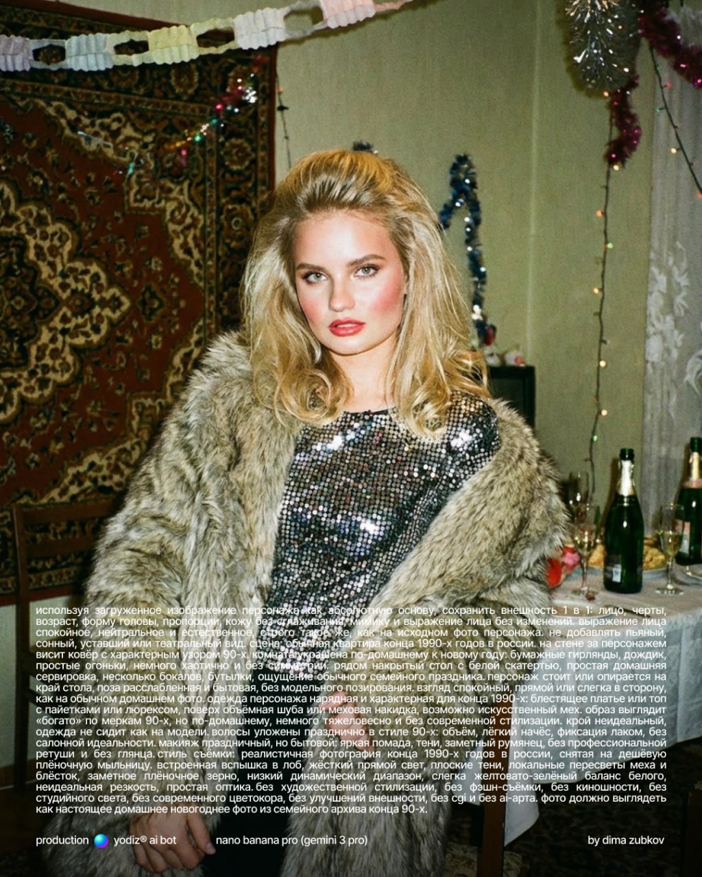 Промпт для нейрофото: новогодняя ночь в 90-х