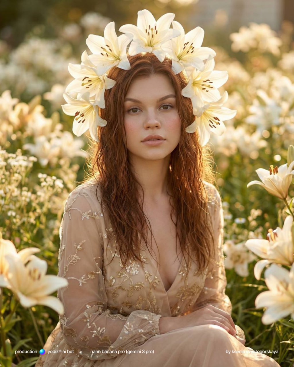 Промпт для нейрофото: романтический портрет на природе