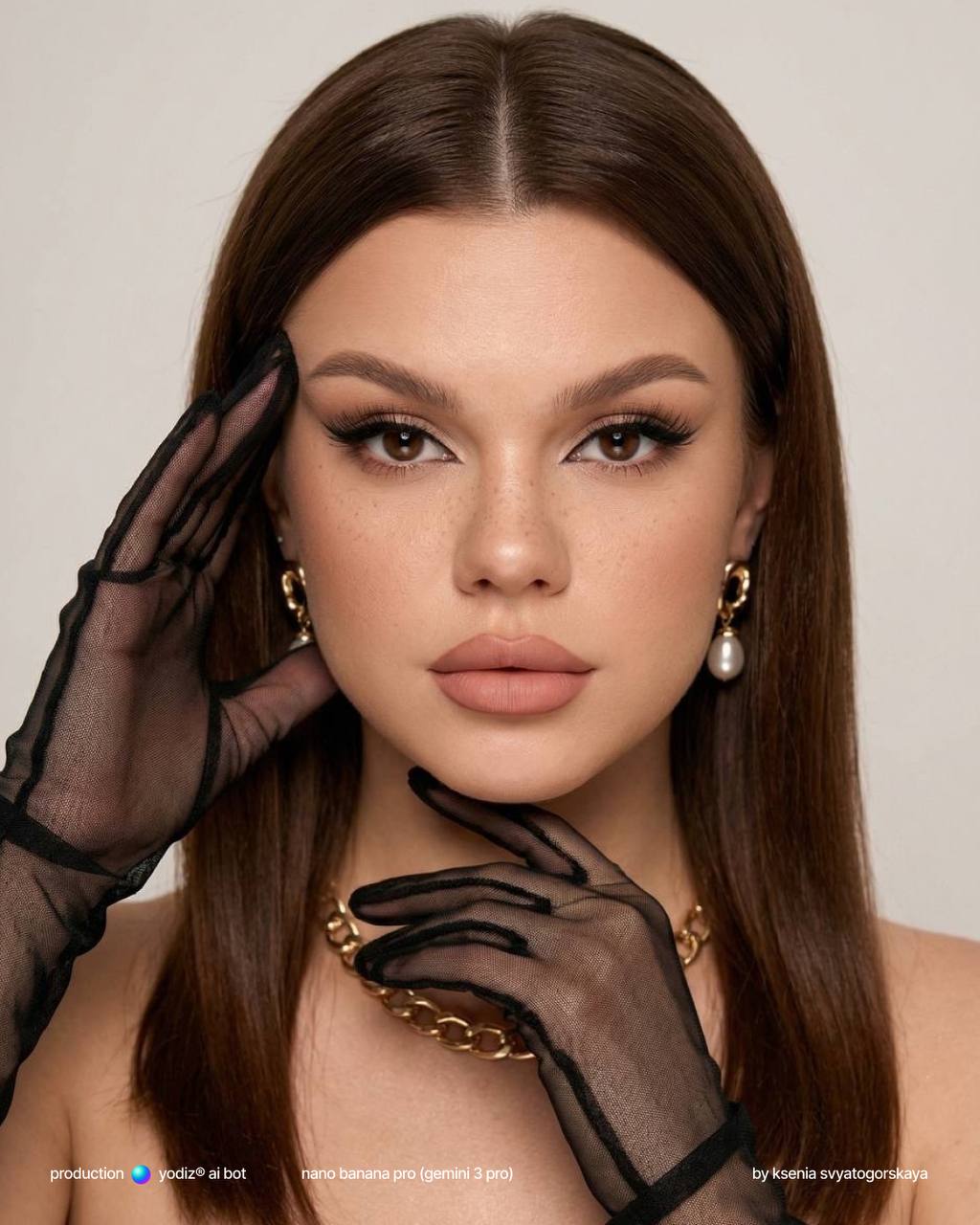 Промпт для нейрофото: гламурный портрет девушки