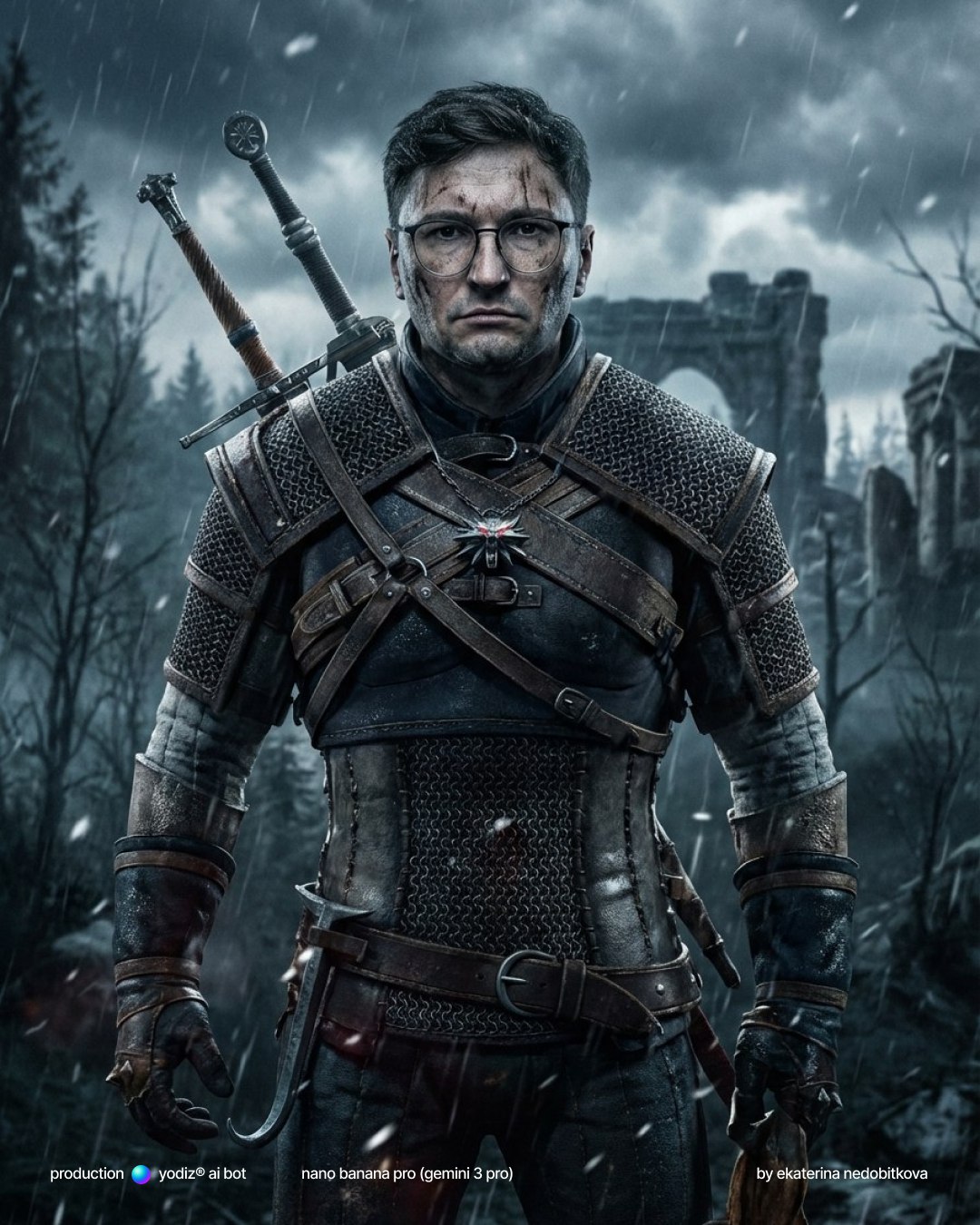 Нейрофотосессия: мужчина в образе Ведьмака