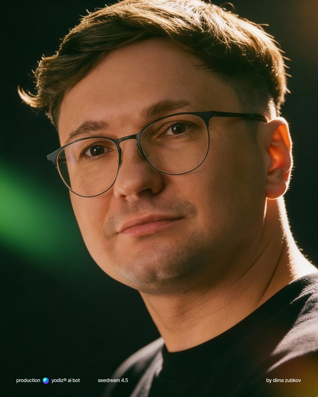 ИИ фото: Кинематографичный портрет в тёмной студии