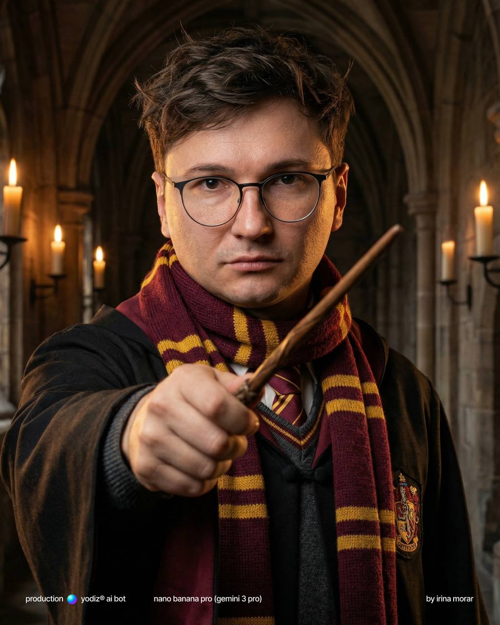 Нейрофотосессия: юный волшебник в Хогвартсе — промпт