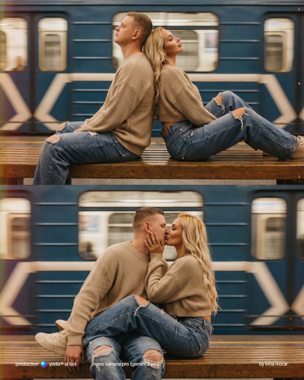 Нейрофотосессия: романтика в метро, винтажный коллаж