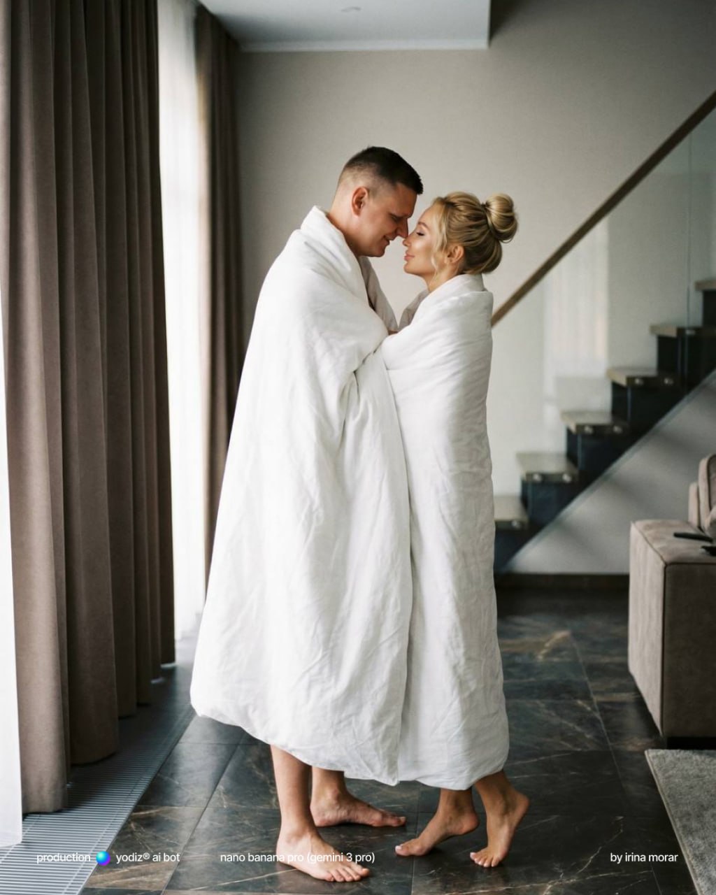 Нейрофотосессия: нежность пары в уютном интерьере