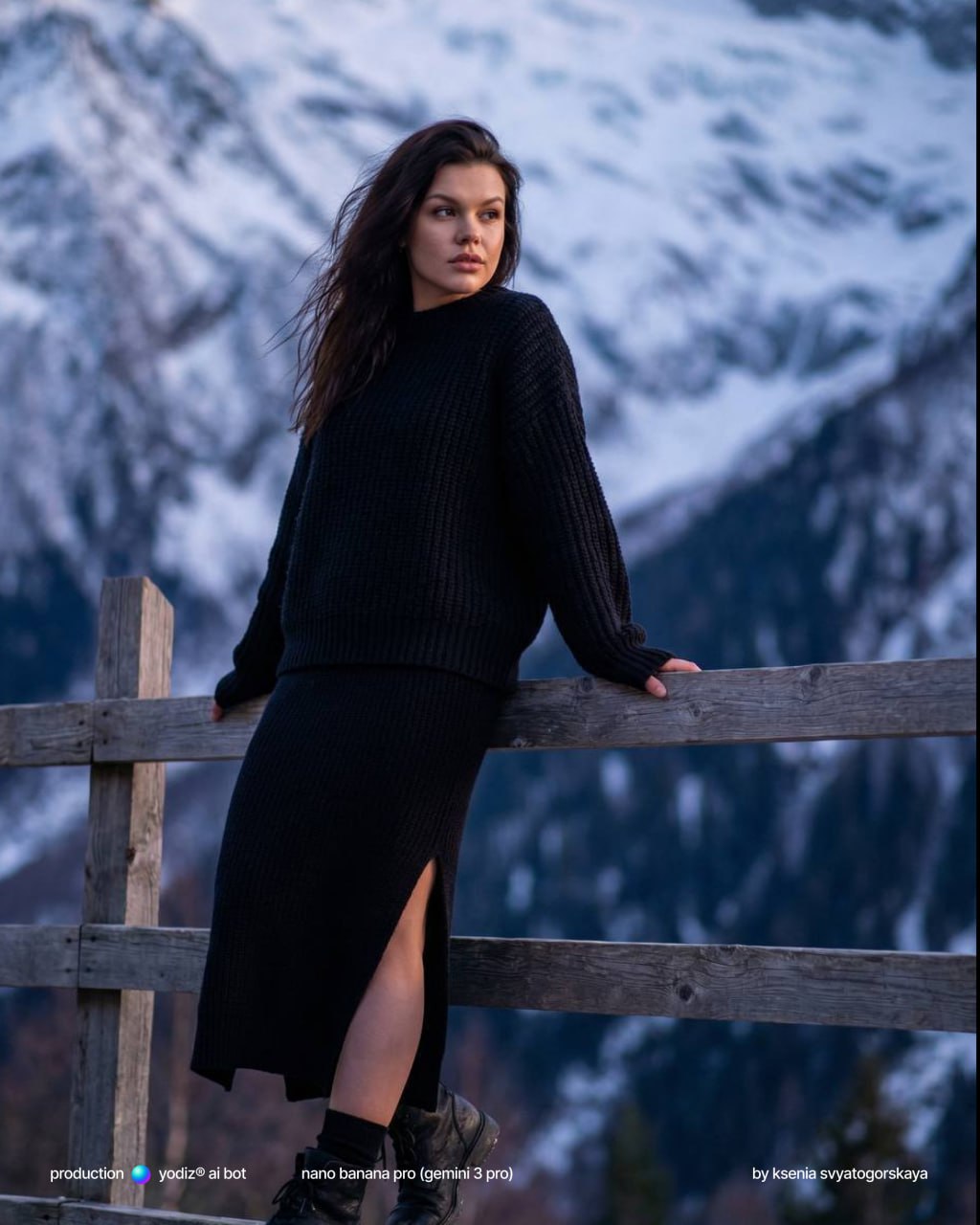 Нейрофотосессия: кинематографичный портрет на фоне горного ледника