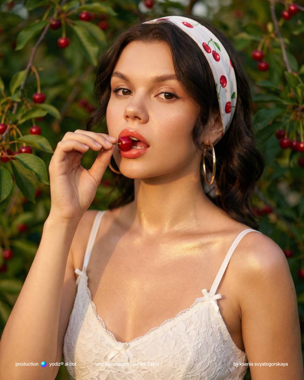 Нейрофотосессия: кинематографичный портрет в вишнёвом саду