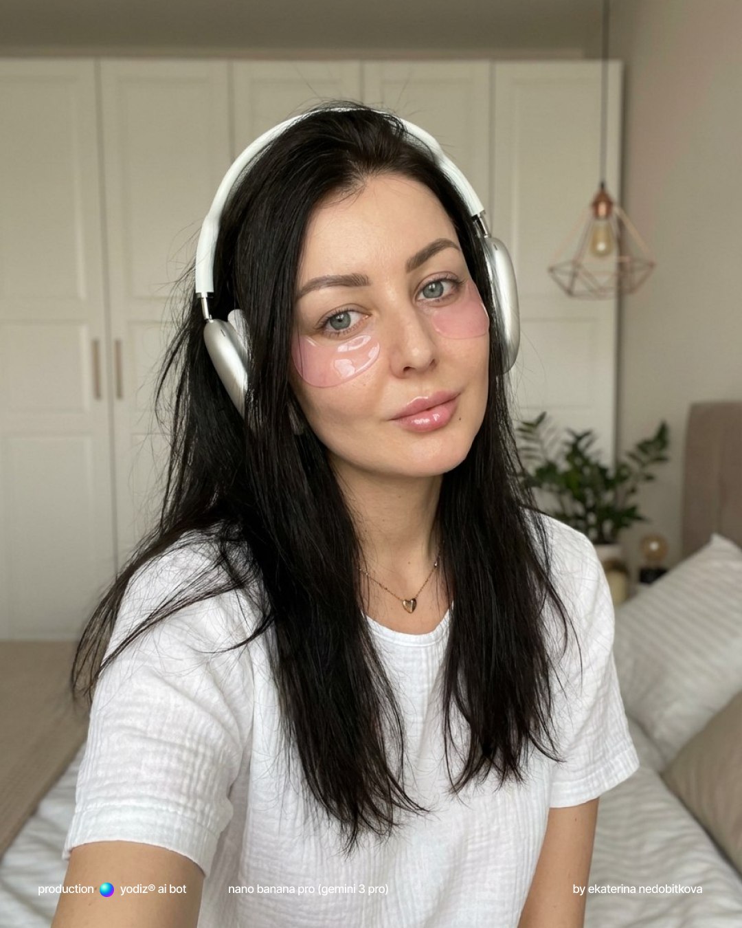 Нейрофотосессия: утро в спальне, наушники и патчи