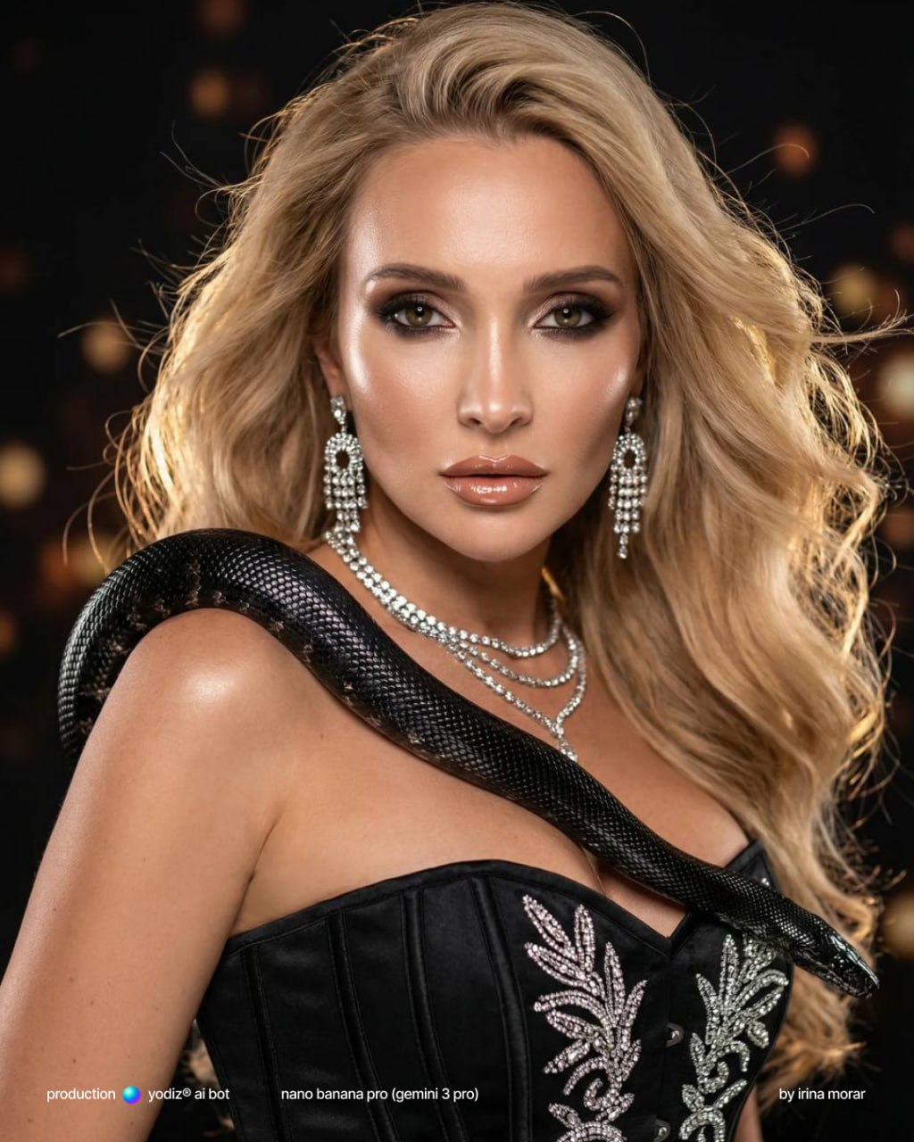 Нейрофотосессия: fashion-портрет с кристаллами и змеей