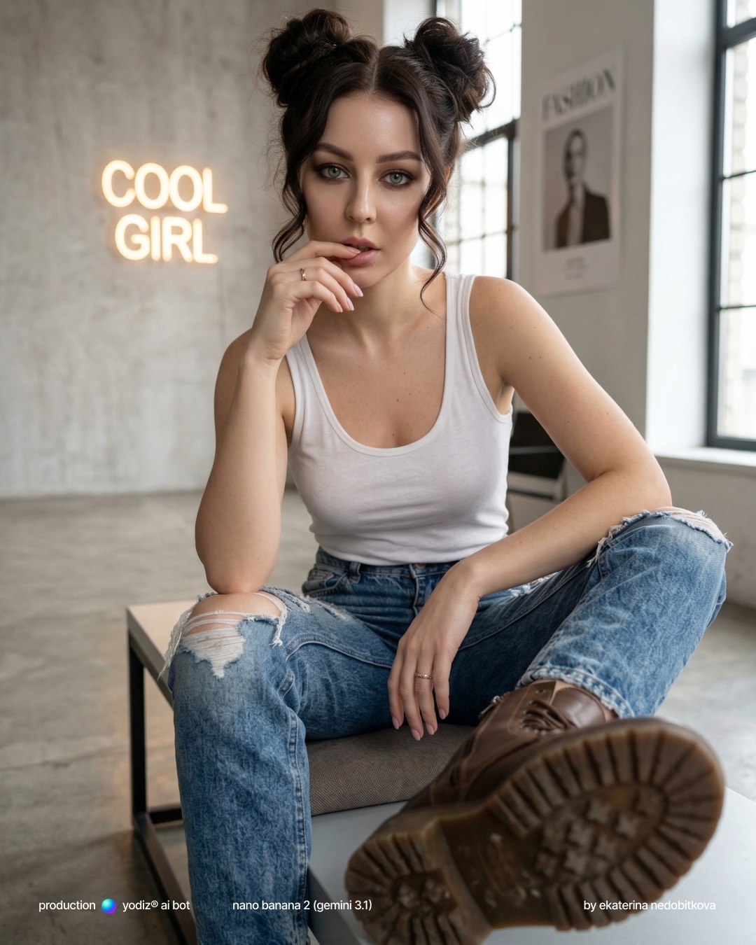 Нейрофото: дерзкий editorial-образ в стиле urban streetwear