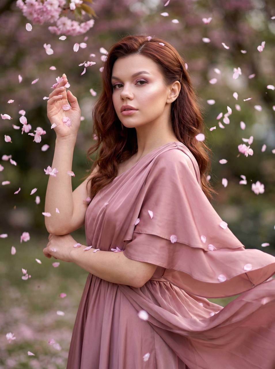 Нейрофото: fashion-съёмка с лепестками сакуры