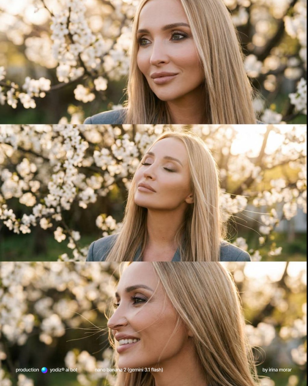 Нейрофотосессия: нежный портрет на закате у цветущего дерева